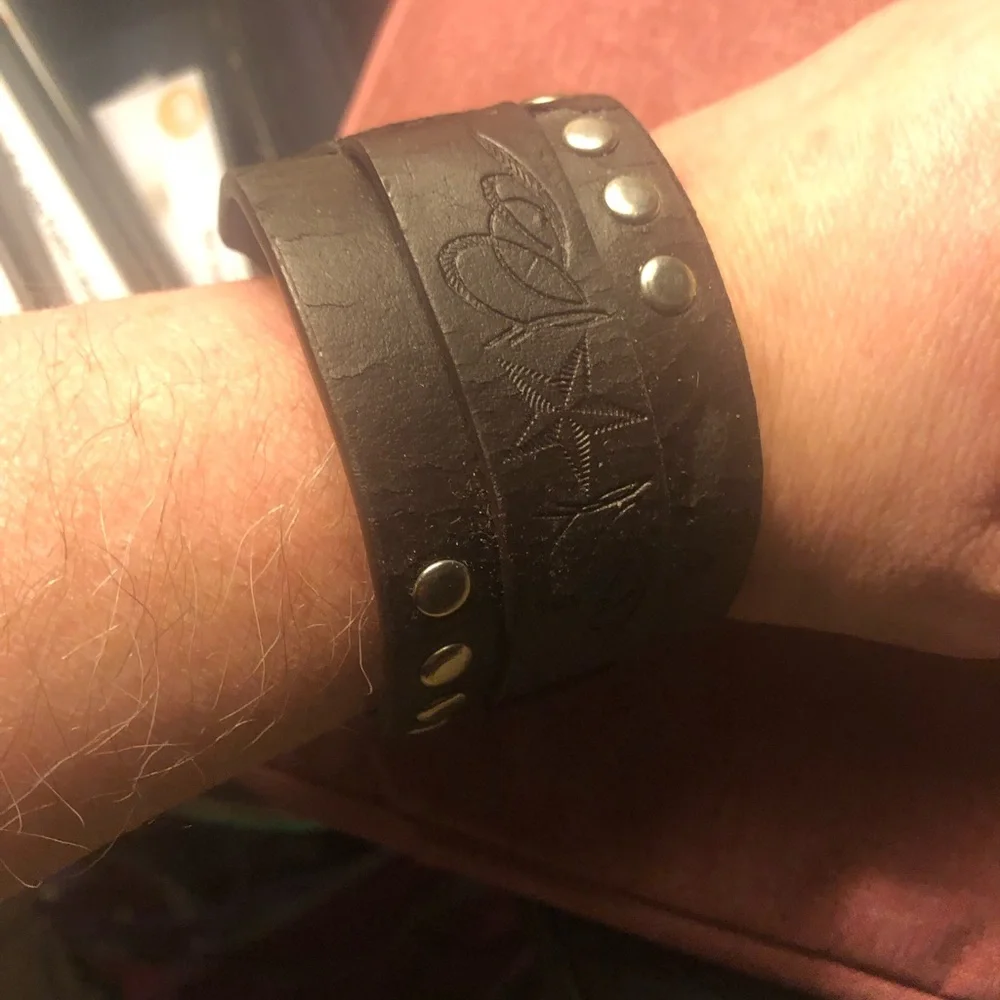 # Indigo Star Western Biker Leather Bracelet- 113A $45 or $40 w/offer